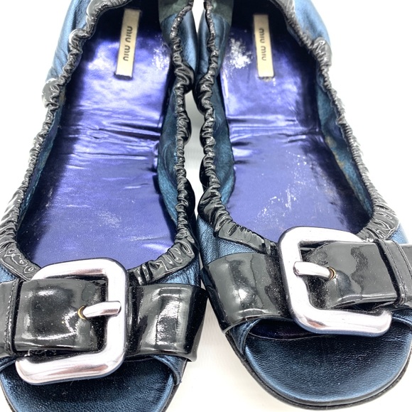MIU MIU Blue Leather Ballet Flats - Picture 8 of 8